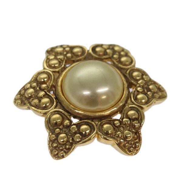 CHANEL Brooch Metal Gold Tone CC Auth bs17053V - Picture 1 of 9